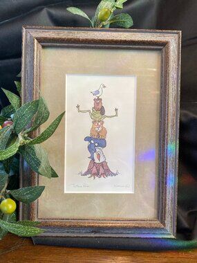 Vintage Signed Kearney Whimsical Signed PNW/NW Coast Art Print Totem Pole